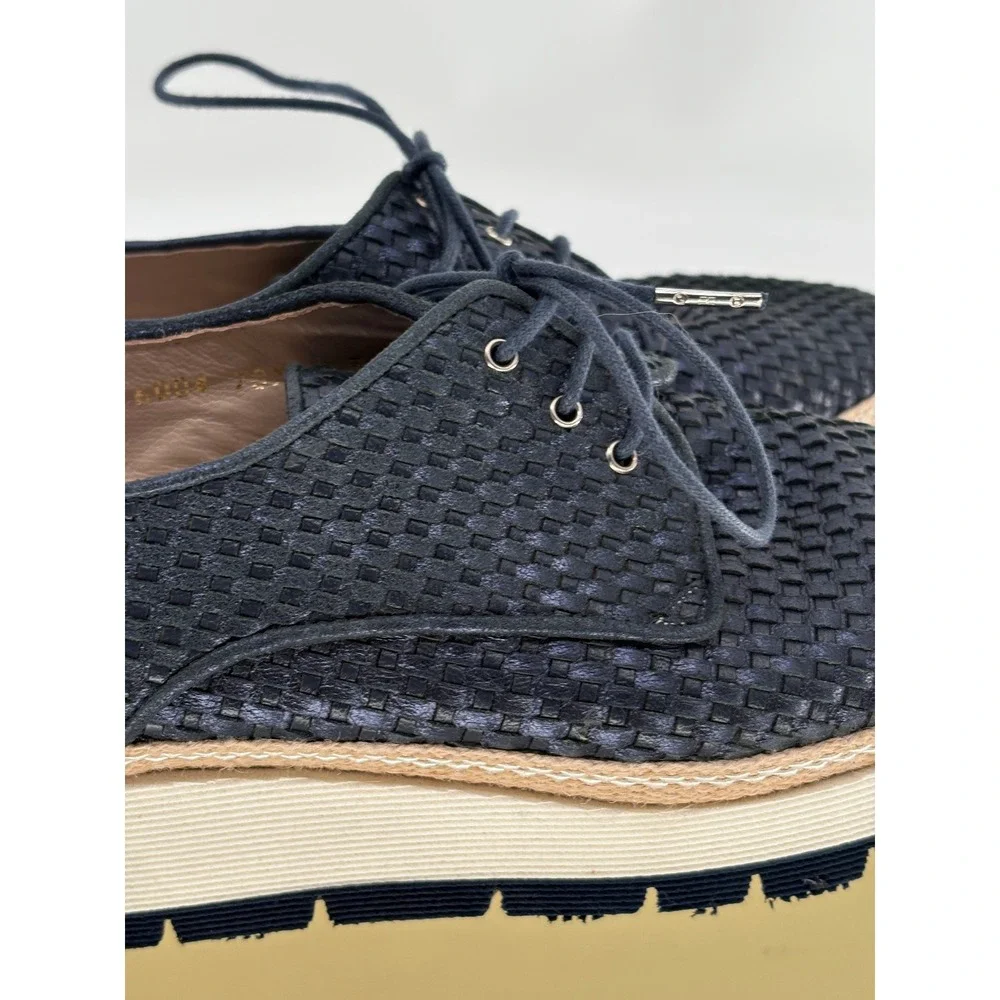 Pons Quintana Shoes Espadrille Women Size‎ 36 / 6 Blue Metallic Oxford Platform